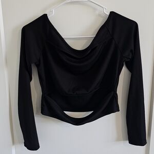 Slit cut crop top black L